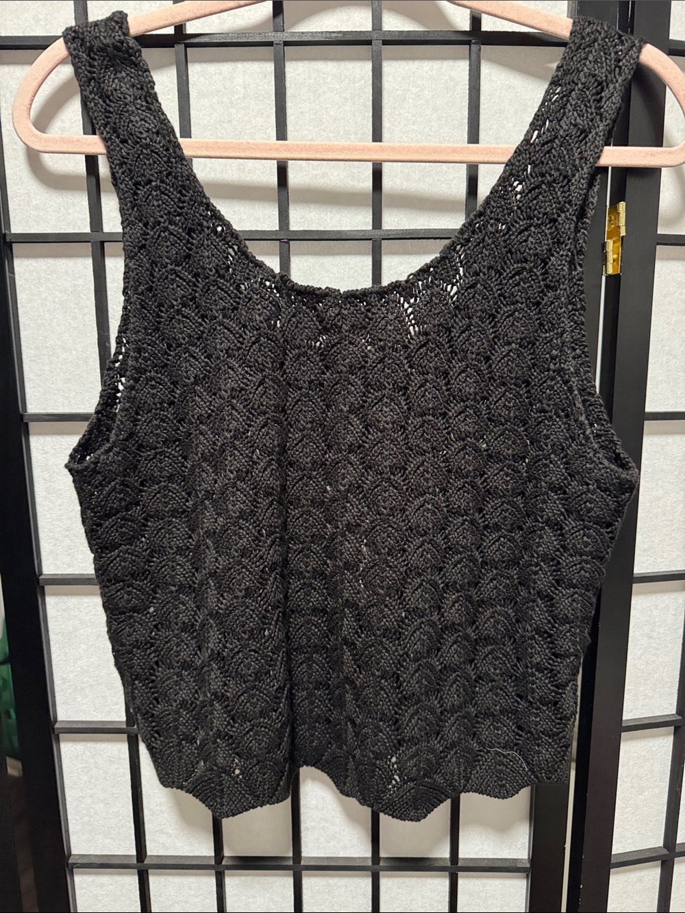 Generation Love Sol Crystal Pointelle Knit Tank in Black, size XL - Picture 11 of 11